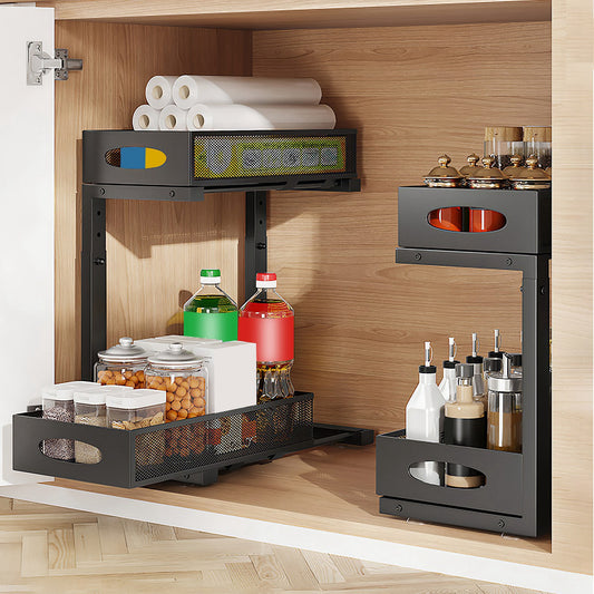 under sink organizer - Adjustable 2-tier pull-out storage Rack