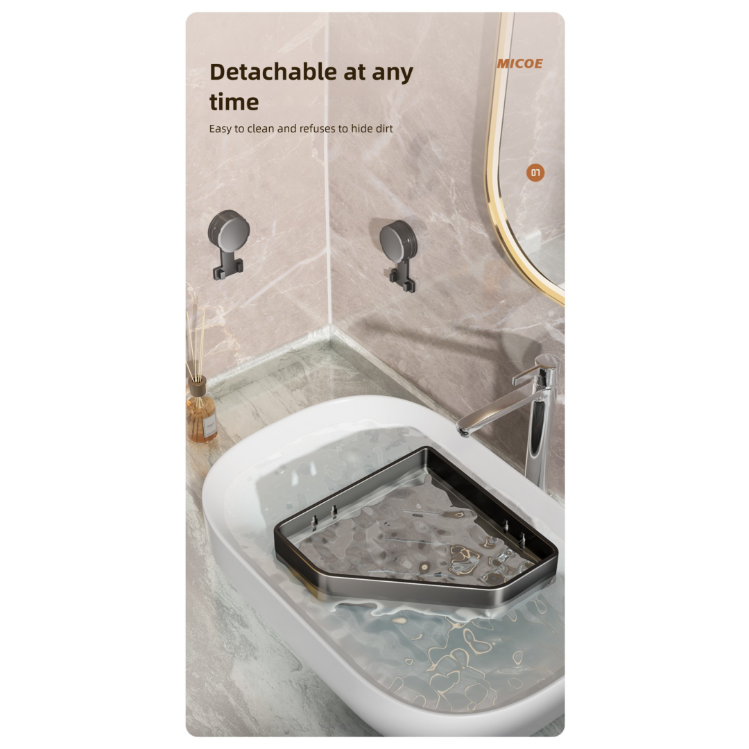 Suction Cup Bathroom Corner Shelf – No Drilling, Heavy-Duty Aluminum