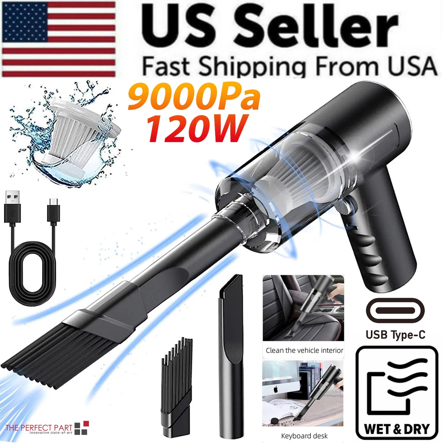 Portable Cordless Handheld Vacuum Cleaner for Car & Home – 120W