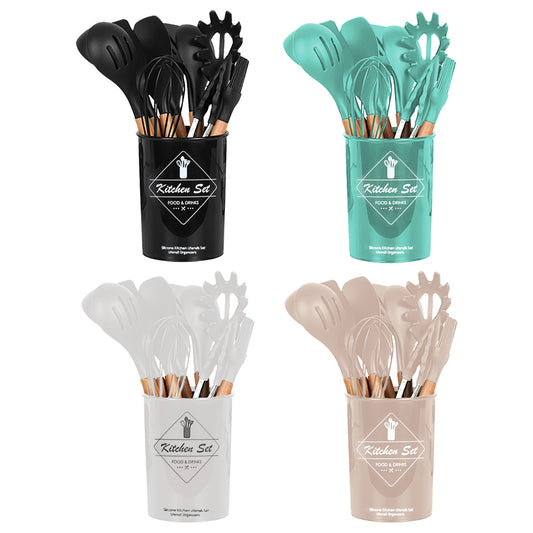 35-Piece Silicone Kitchen Utensil Set with Holder – Heat-Resistant Cooking Tools, Measuring Cups & Spoons