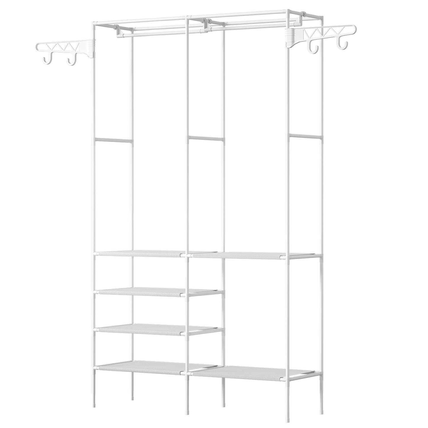 Heavy-Duty Metal Garment Rack with Shelves – Freestanding Clothes & Shoe Organizer