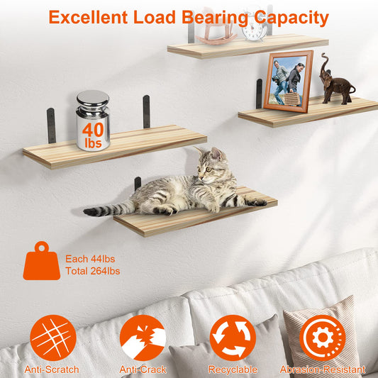 6 Sets Floating Wall Shelves – Wooden Wall Mounted Storage Shelves