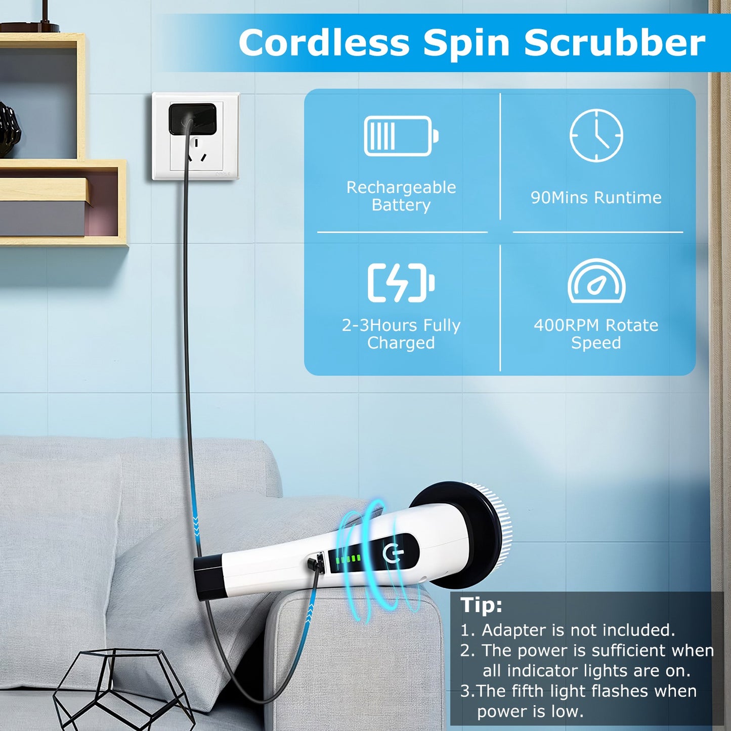 Electric Spin Scrubber – Cordless Rechargeable Cleaning Brush for Bathroom & Kitchen